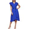 dkny women's flutter sleeve faux wrap dress, floral iris, 4
