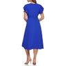 dkny women's flutter sleeve faux wrap dress, floral iris, 4