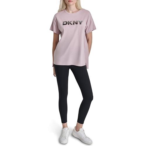 dkny women's logo graphic short sleeve t-shirt, allure, large