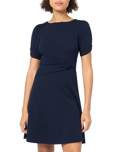 dkny women's petite size short sleeve knotted belt front dress, navy, 4