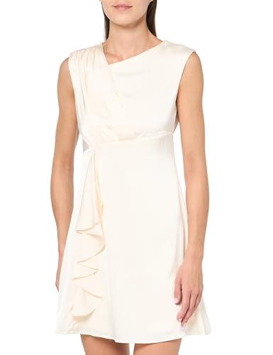 dkny women's petite sleeveess draped mini dress, buttercream, 12p