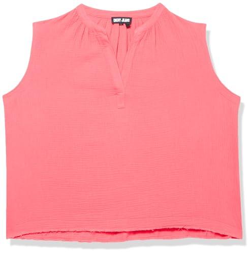 dkny women's plus size gauze v-neck sleeveless trendy, beah coral