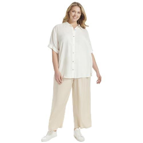 dkny women's plus size short sleeve soft collared neck classic, white, 2x