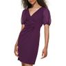 dkny women's scuba crepe chiffon mixed media side ruched dress, wine, 8
