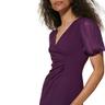 dkny women's scuba crepe chiffon mixed media side ruched dress, wine, 8