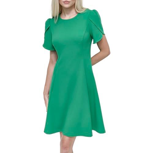dkny women's tulip sleeve fit & flare mini dress, jolly green