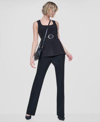dkny womens belted sleeveless vest tech sport nylon pants