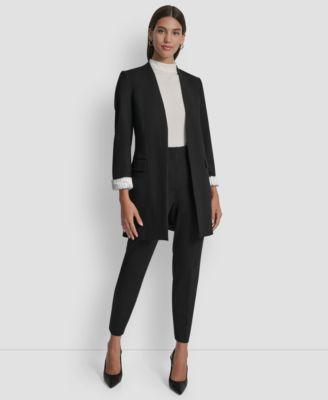 dkny womens collarless open front topper jacket womens hollywood slim leg ponte knit pants