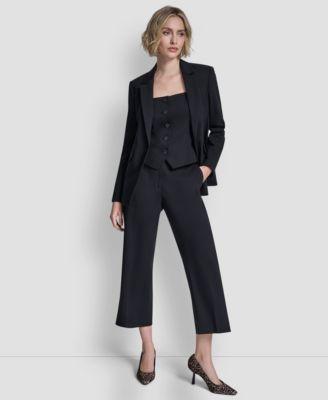 dkny womens one button notch collar jacket button front vest top pintuck straight fit pants
