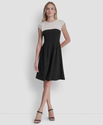 dkny womens scuba crepe jewel neck dress