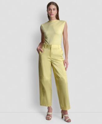 dkny womens sleeveless pique top zippered cargo pants