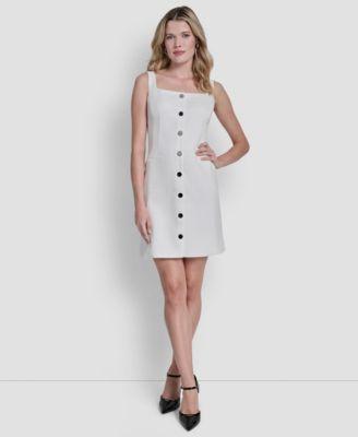 dkny womens sleeveless square neck sheath dress