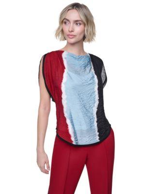 dkny womens voile flutter short sleeve top