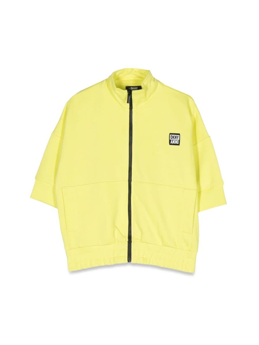 dkny zippered short sleeve cardigan