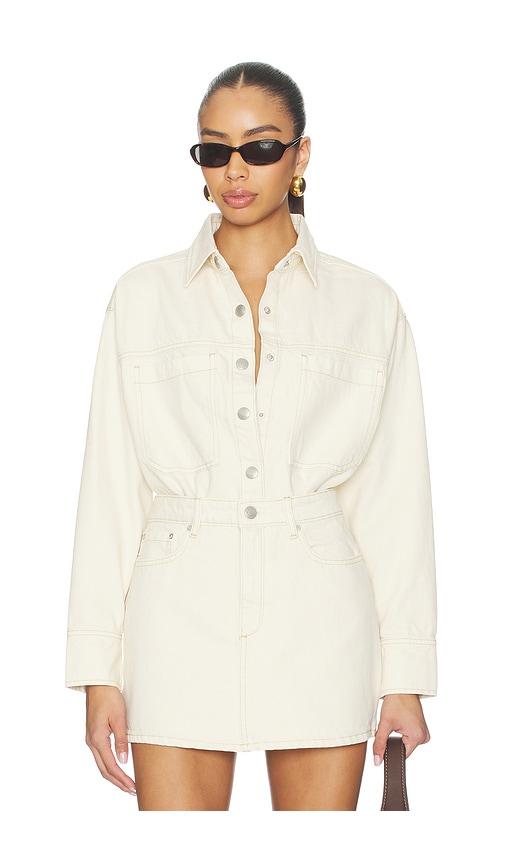 dl1961 addison denim overshirt in cream.