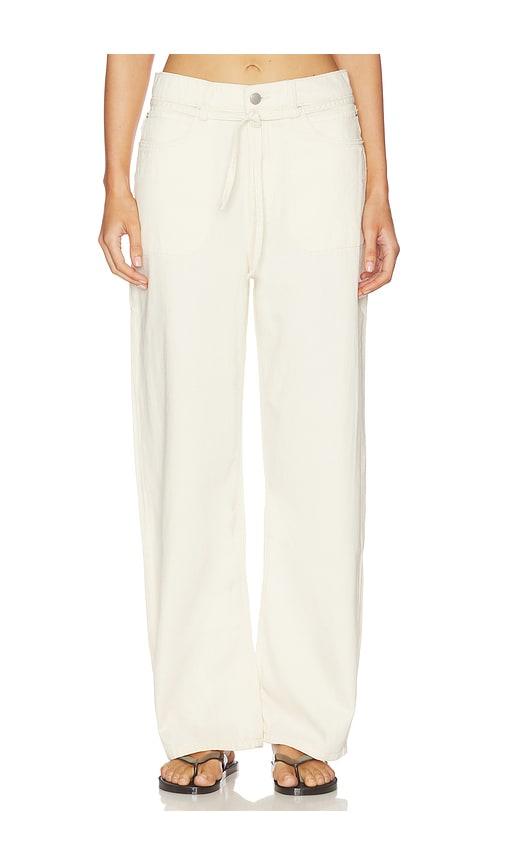 dl1961 casie aura mid rise relaxed wide leg jeans in cream.