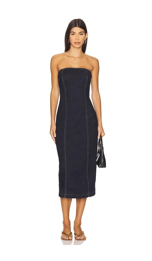 dl1961 esme strapless midi dress in blue.