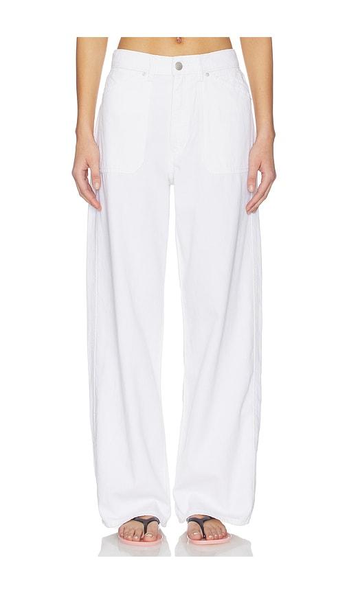dl1961 taylor high rise relaxed barrel jeans in white.