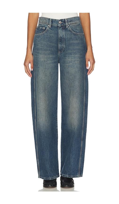 dl1961 taylor ultra high rise barrel jeans in blue.