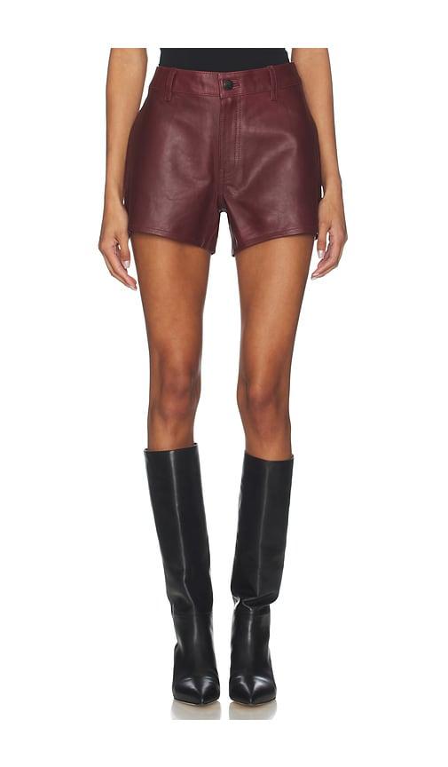 dl1961 zoie leather short in red.