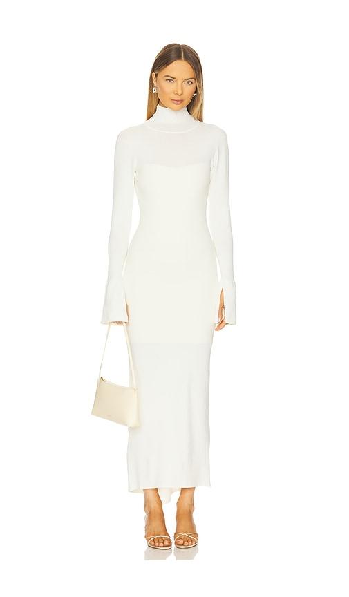 dodiee charlie turtleneck maxi dress in cream.