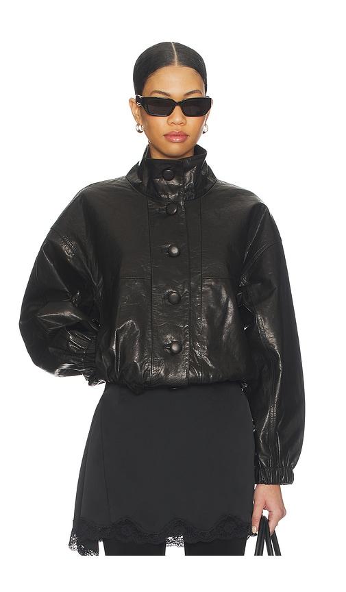 dodiee kate leather bomber in black.