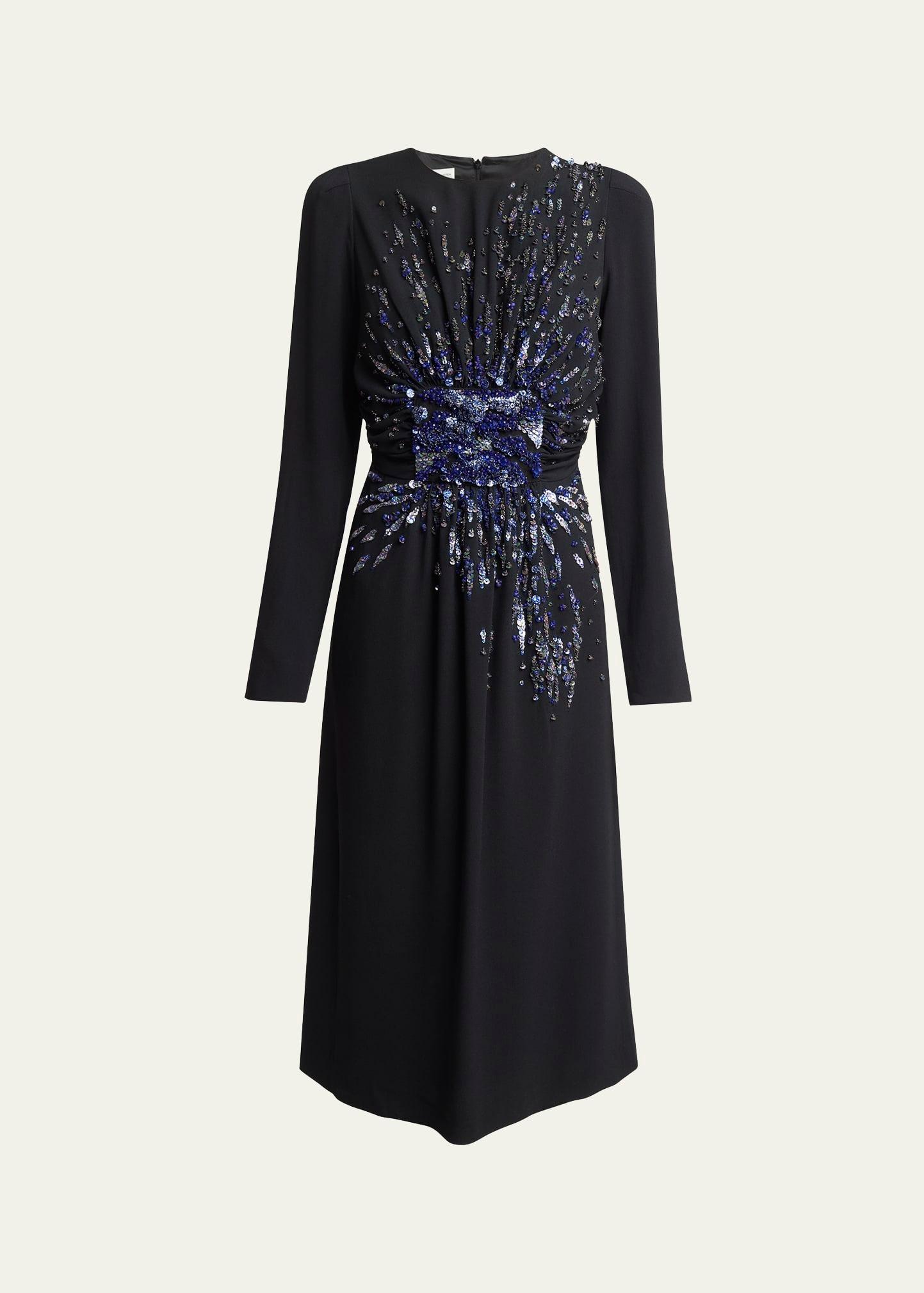 dofili gathered sequined midi dress