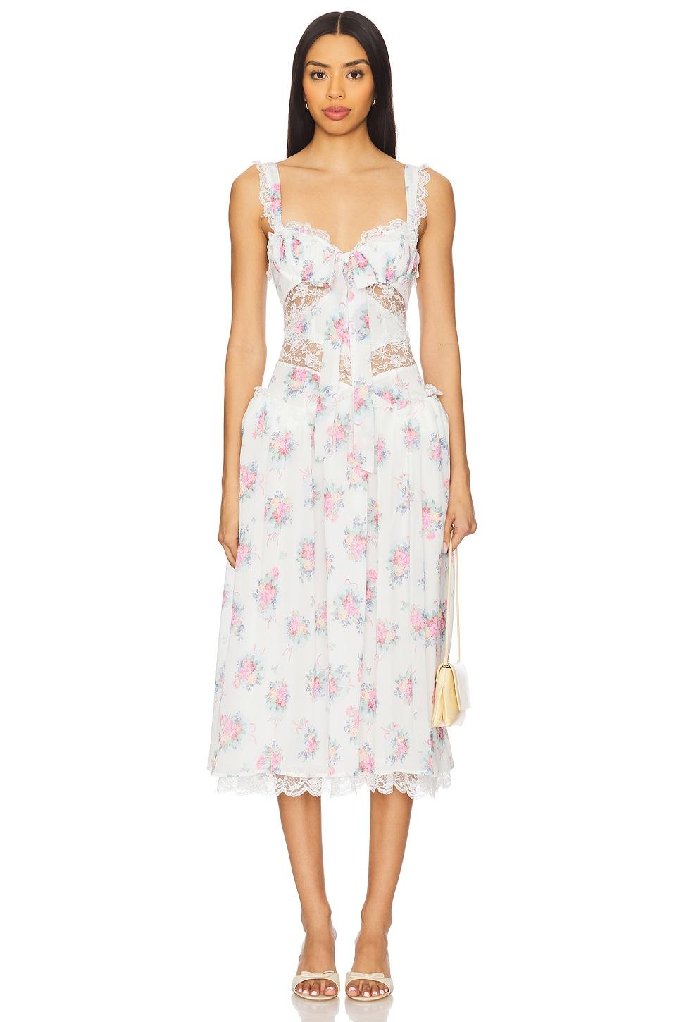 doily bouquet midi dress