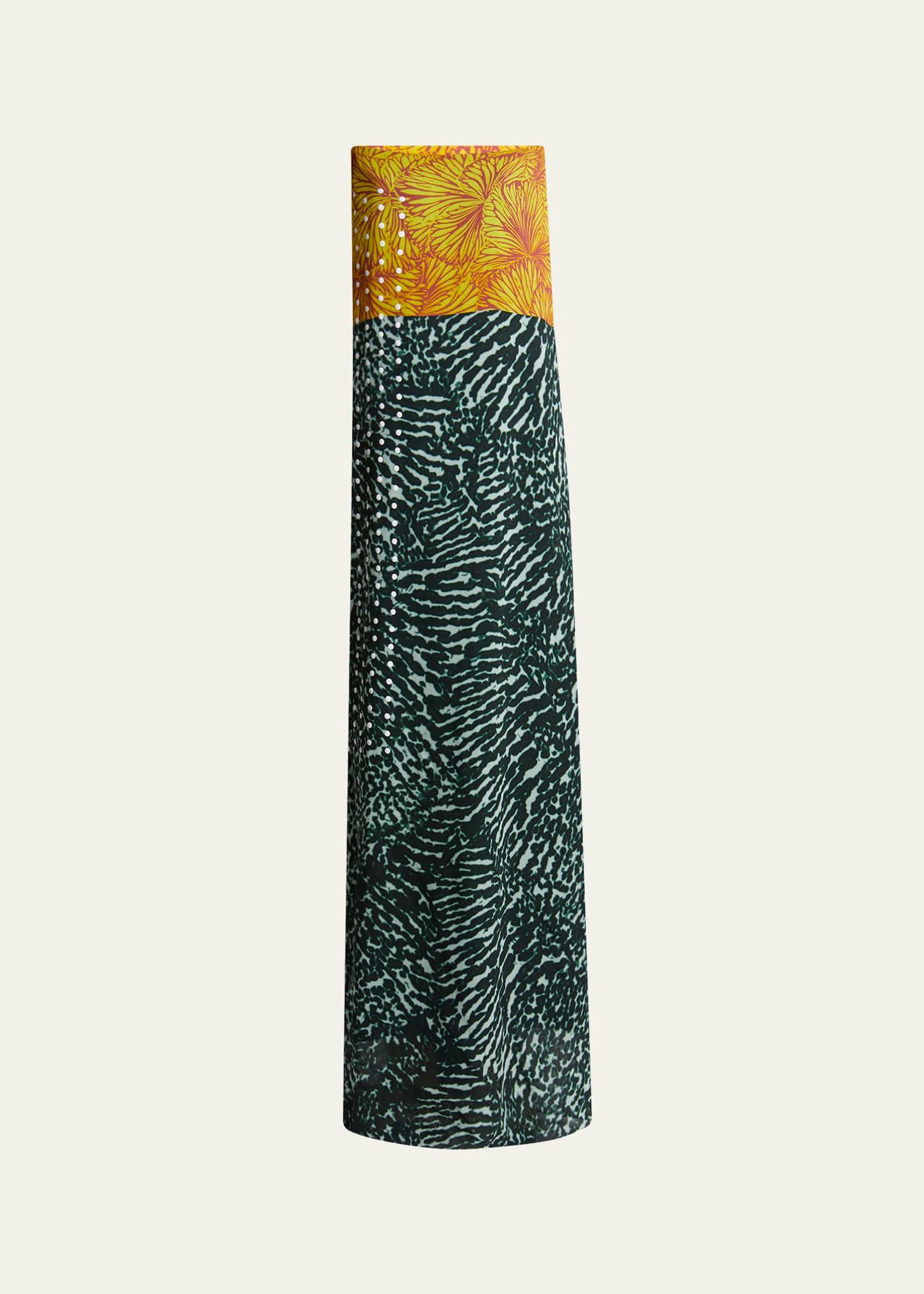 doja colorblock printed strapless long dress