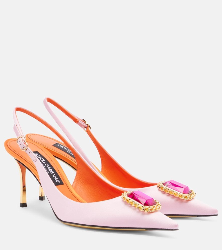 dolce & gabbana 75 embellished satin slingback pumps