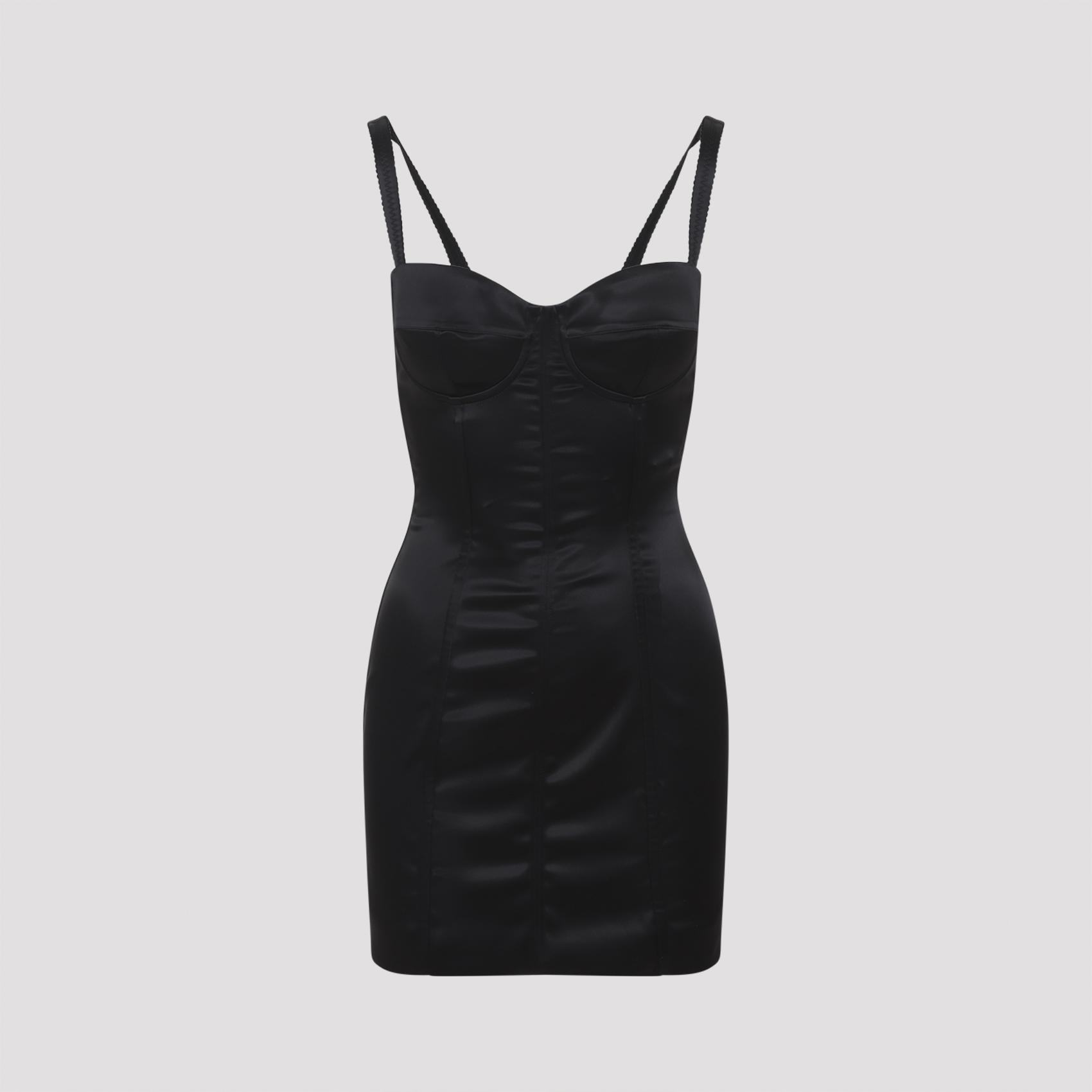 dolce & gabbana acetate mini dress black polyamide elastane - women