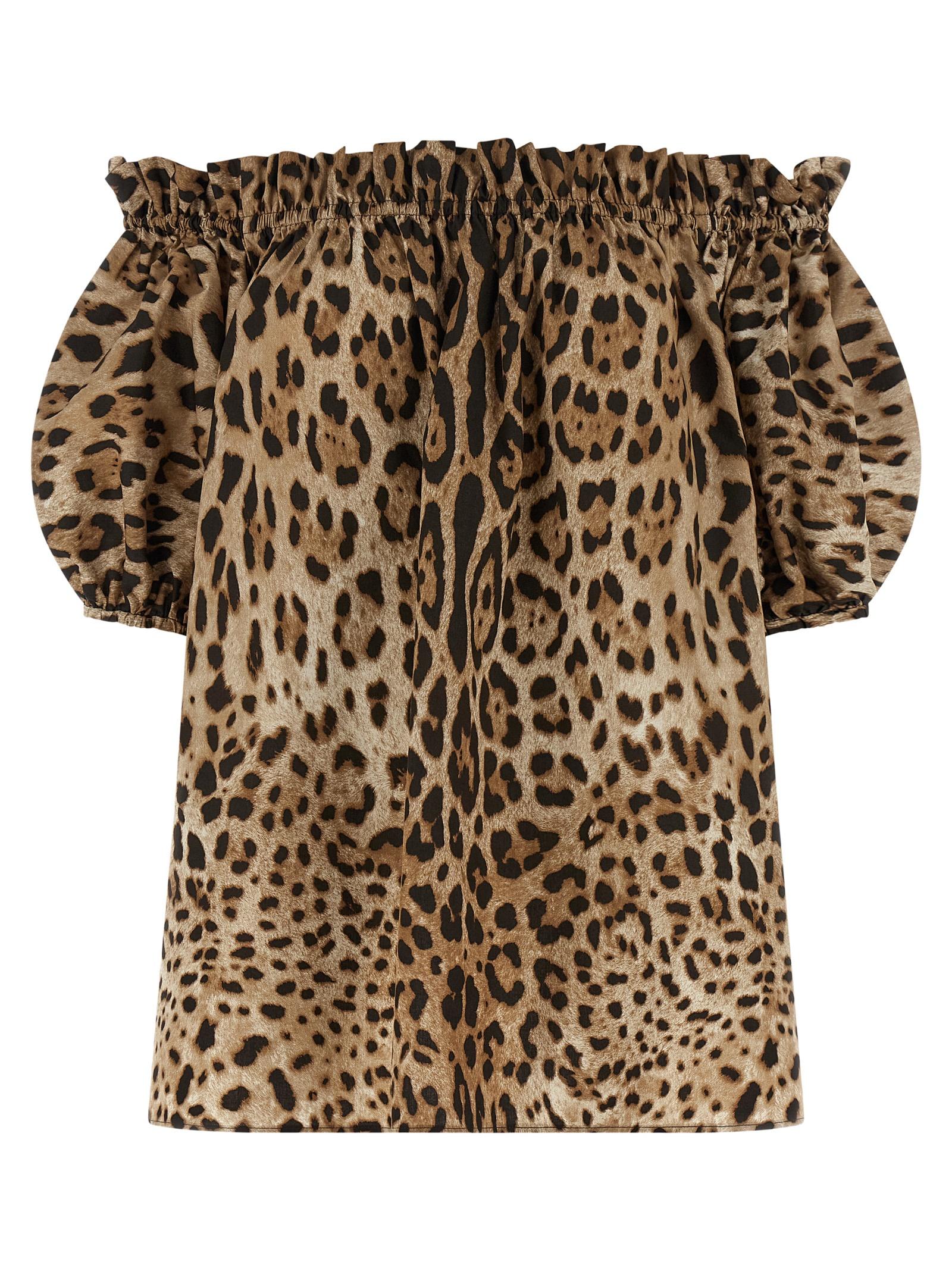 dolce & gabbana animal print cotton top brown tops - women