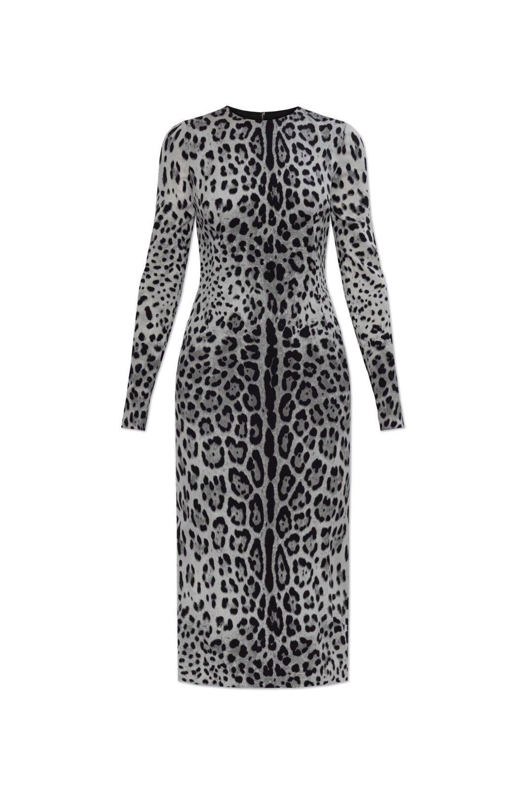 dolce & gabbana animal printed midi dress