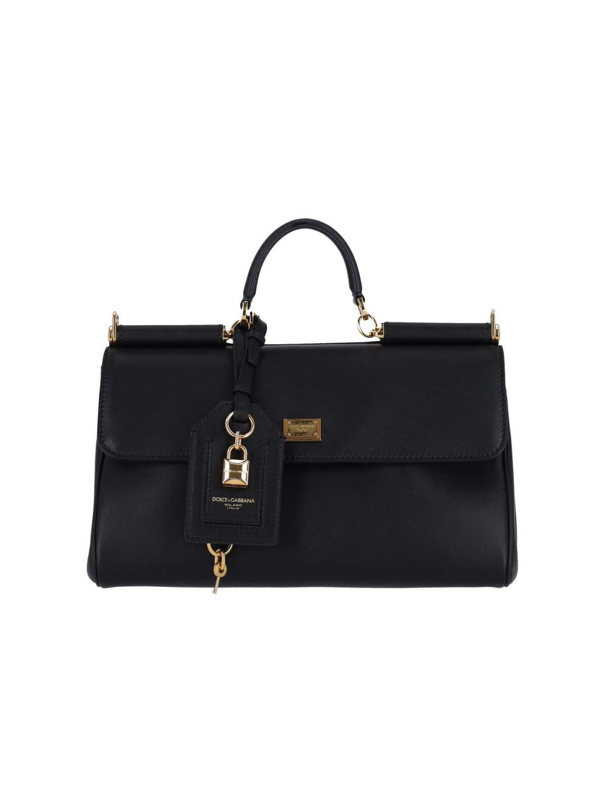 dolce & gabbana bags black calf leather - women
