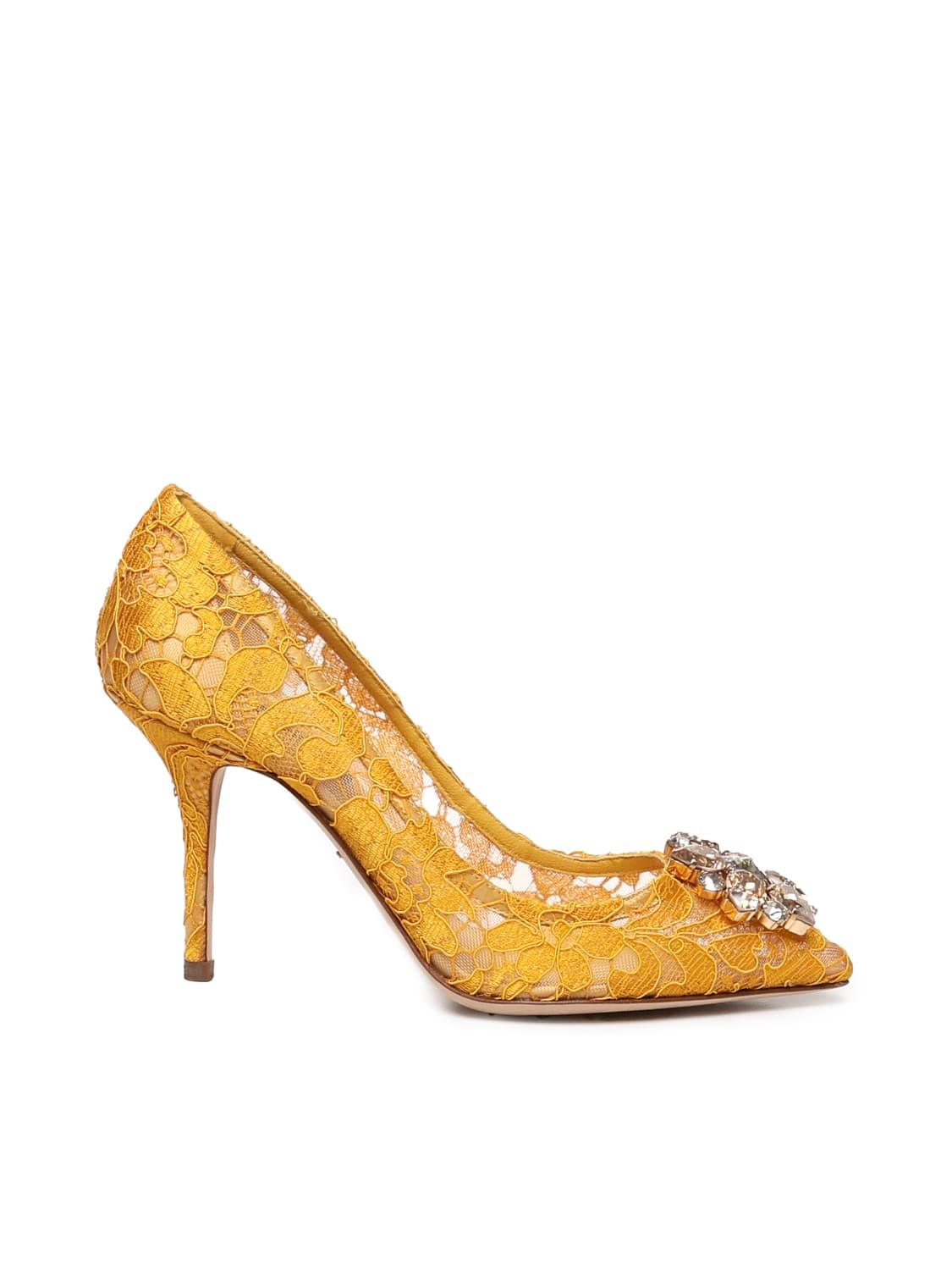 dolce & gabbana bellucci taormina lace pumps with crystals