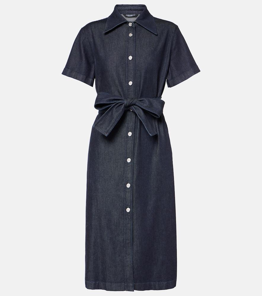 dolce & gabbana belted denim shirt dress