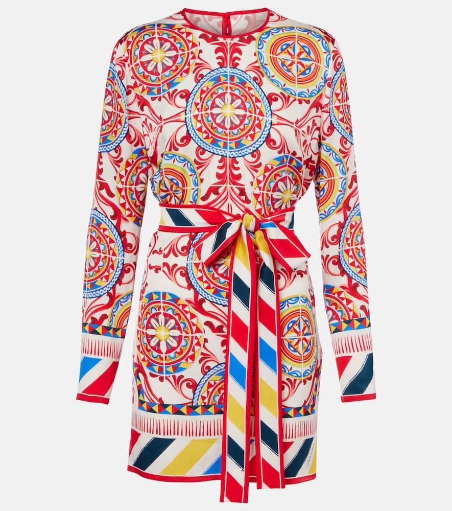 dolce & gabbana belted printed silk top