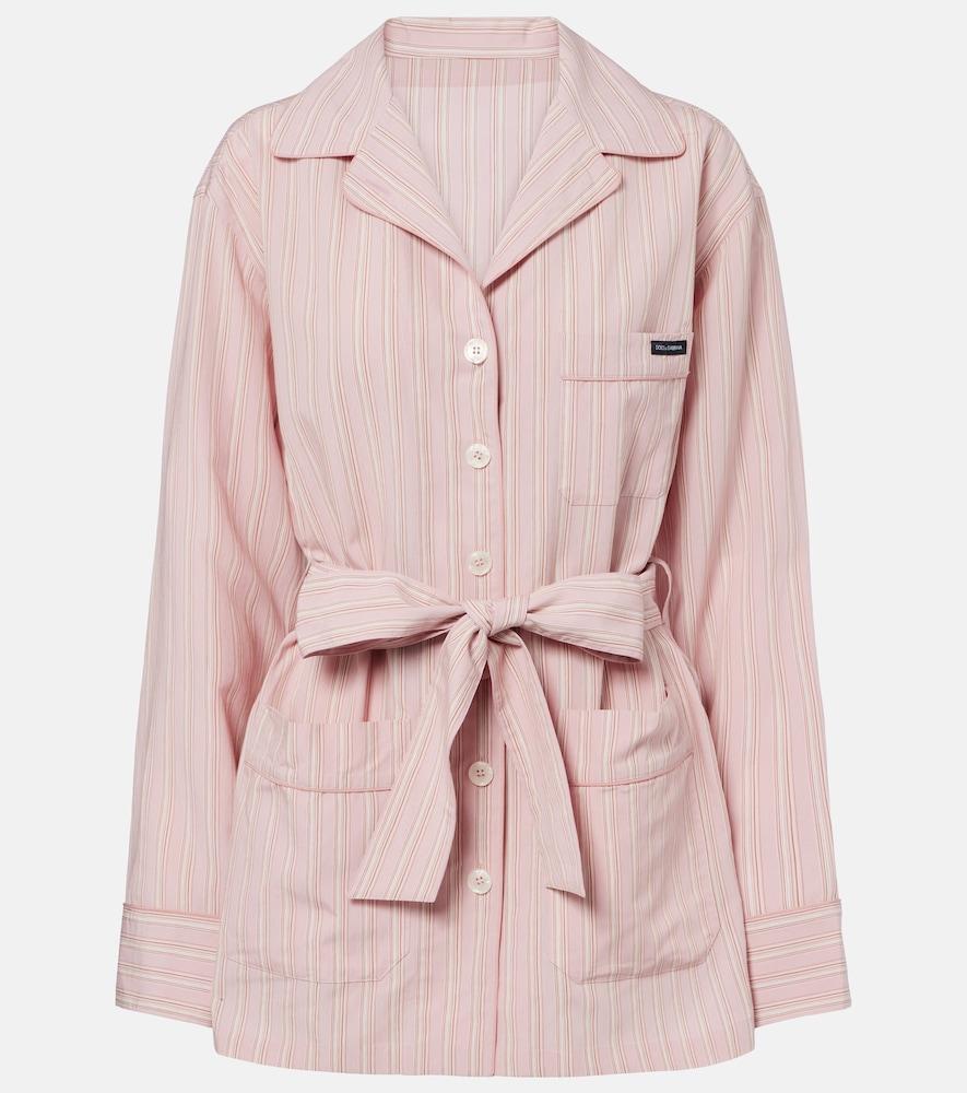 dolce & gabbana belted striped shirt