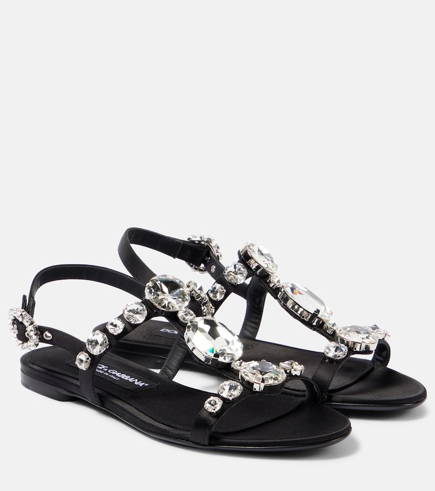 dolce & gabbana bianca embellished satin sandals