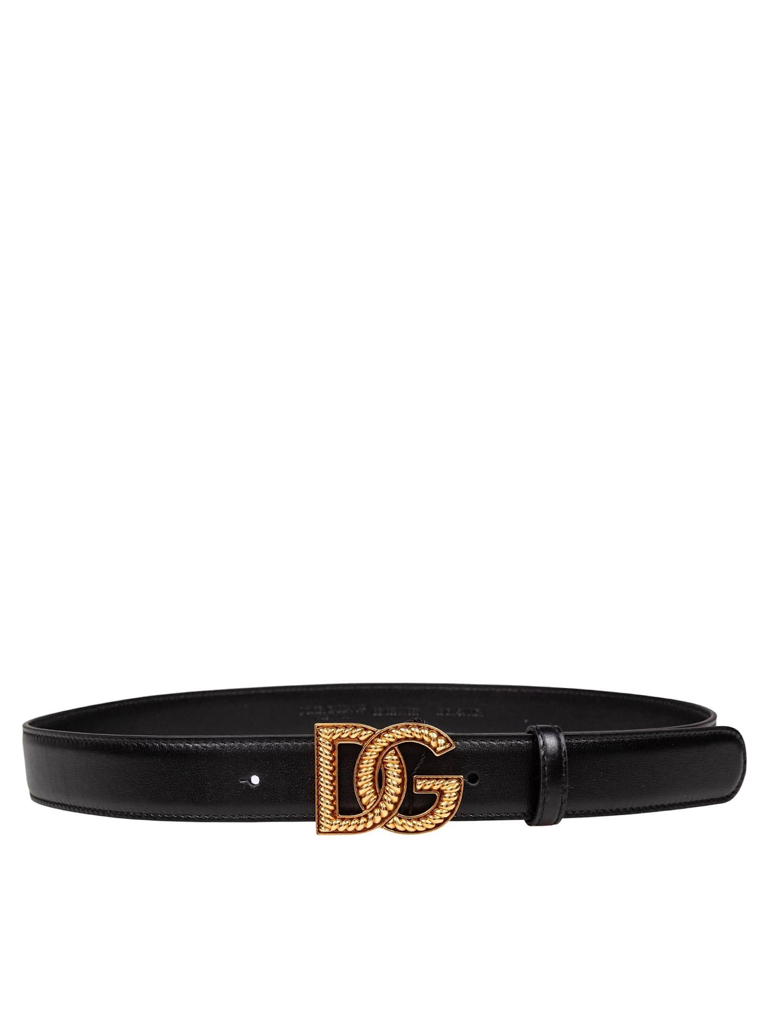 dolce & gabbana black leather belt