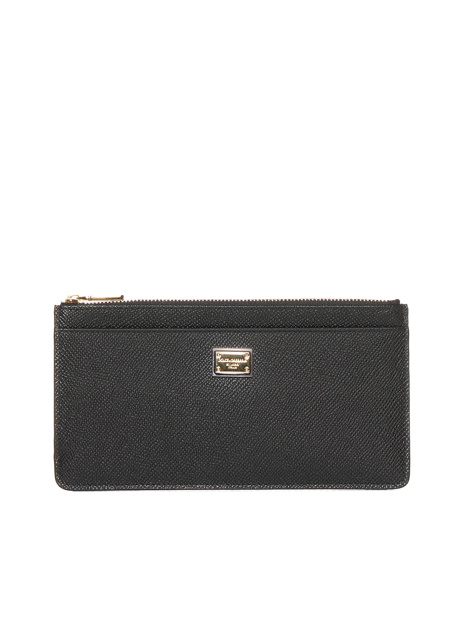 dolce & gabbana black leather card holder