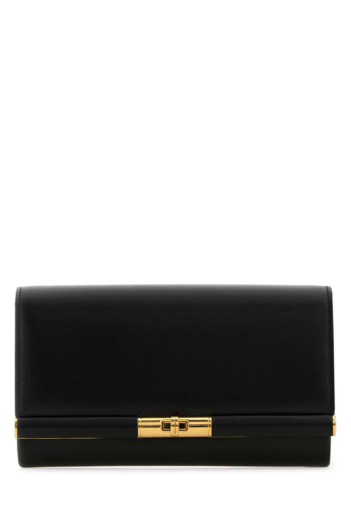 dolce & gabbana black leather marlene clutch