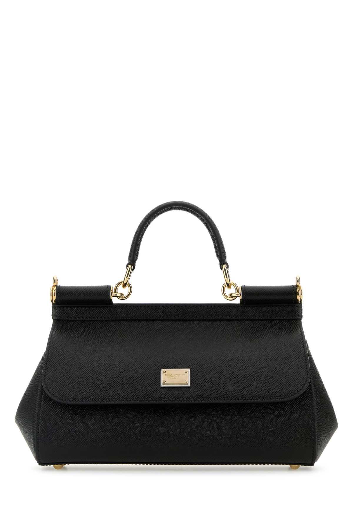 dolce & gabbana black leather medium sicily handbag