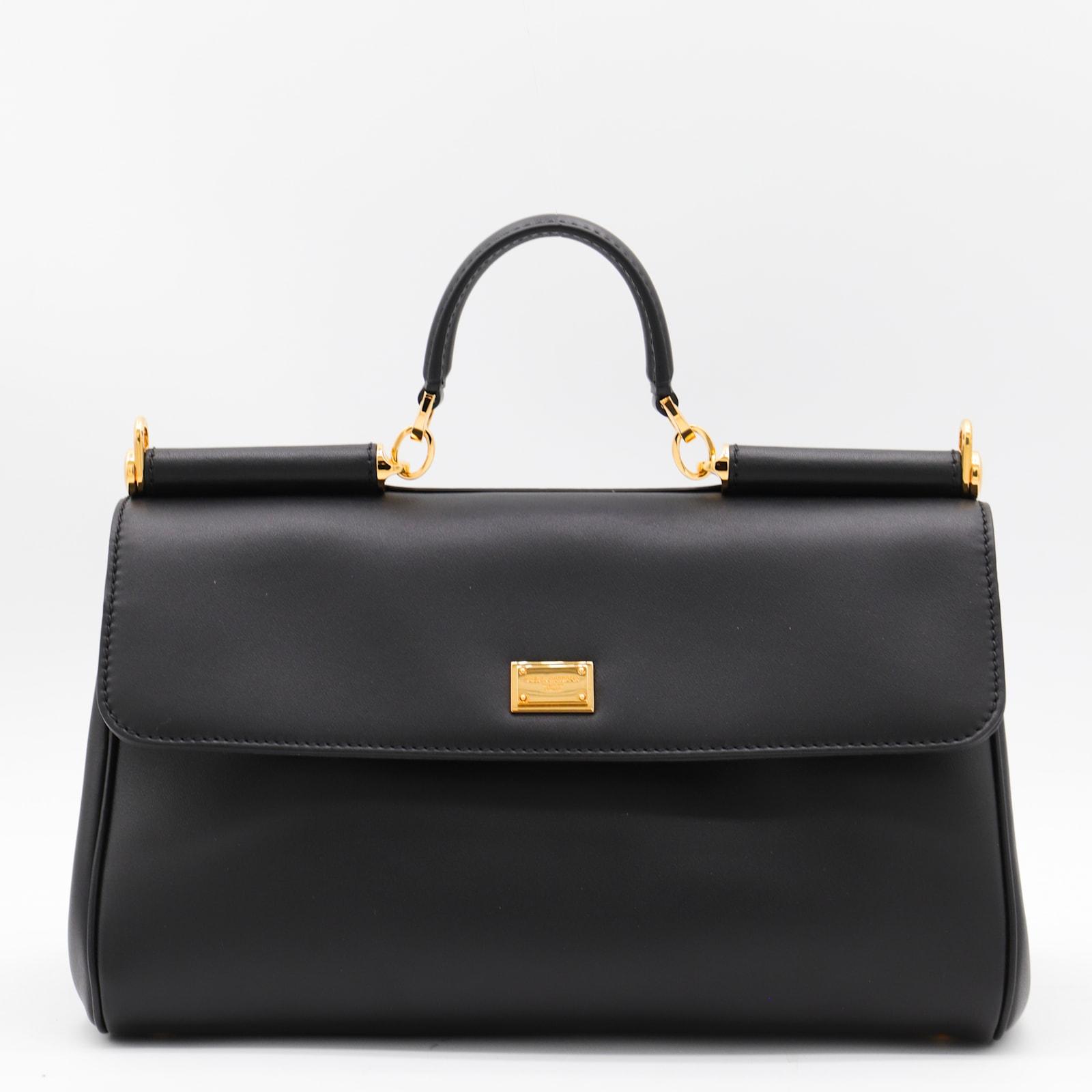 dolce & gabbana black leather my sicily east west top handle bag