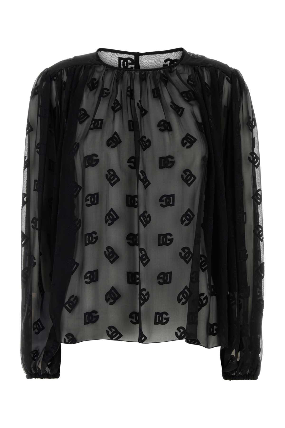 dolce & gabbana black organza blouse