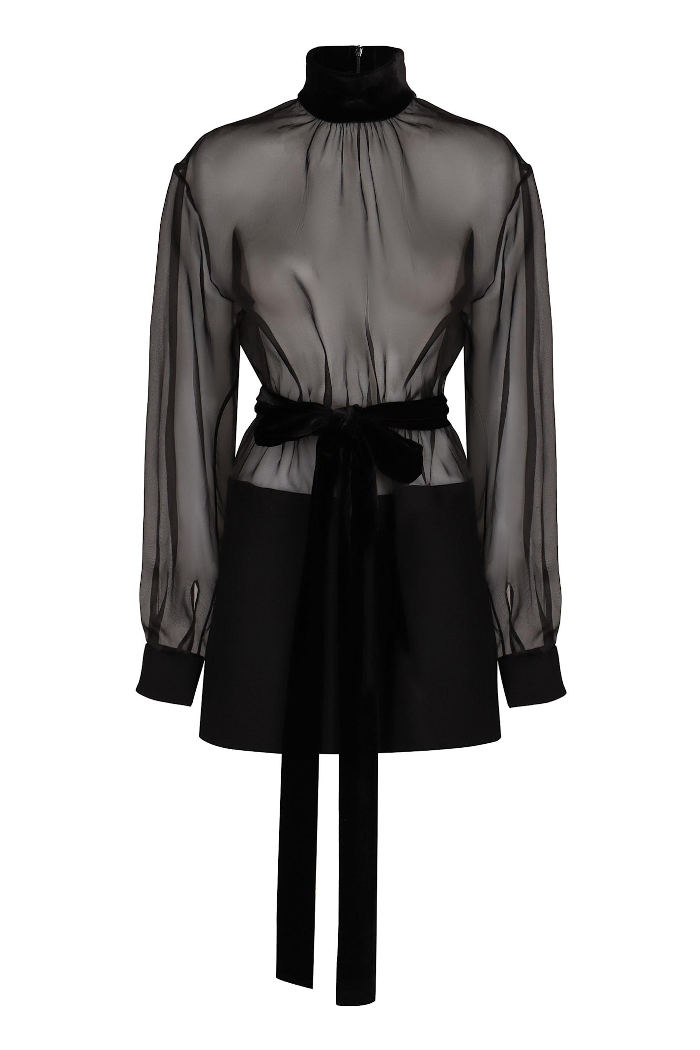 dolce & gabbana black organza mini dress