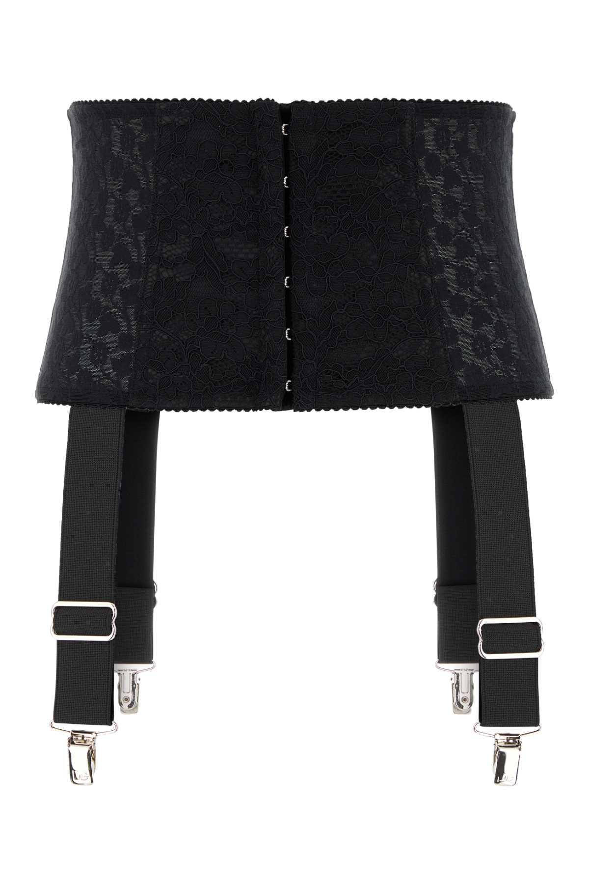 dolce & gabbana black stretch lace belt