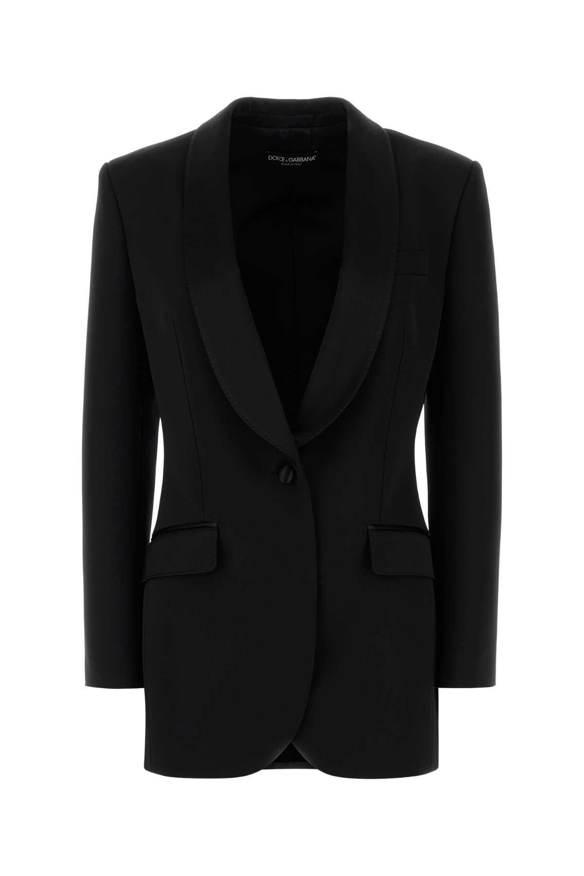 dolce & gabbana black stretch wool blend blazer