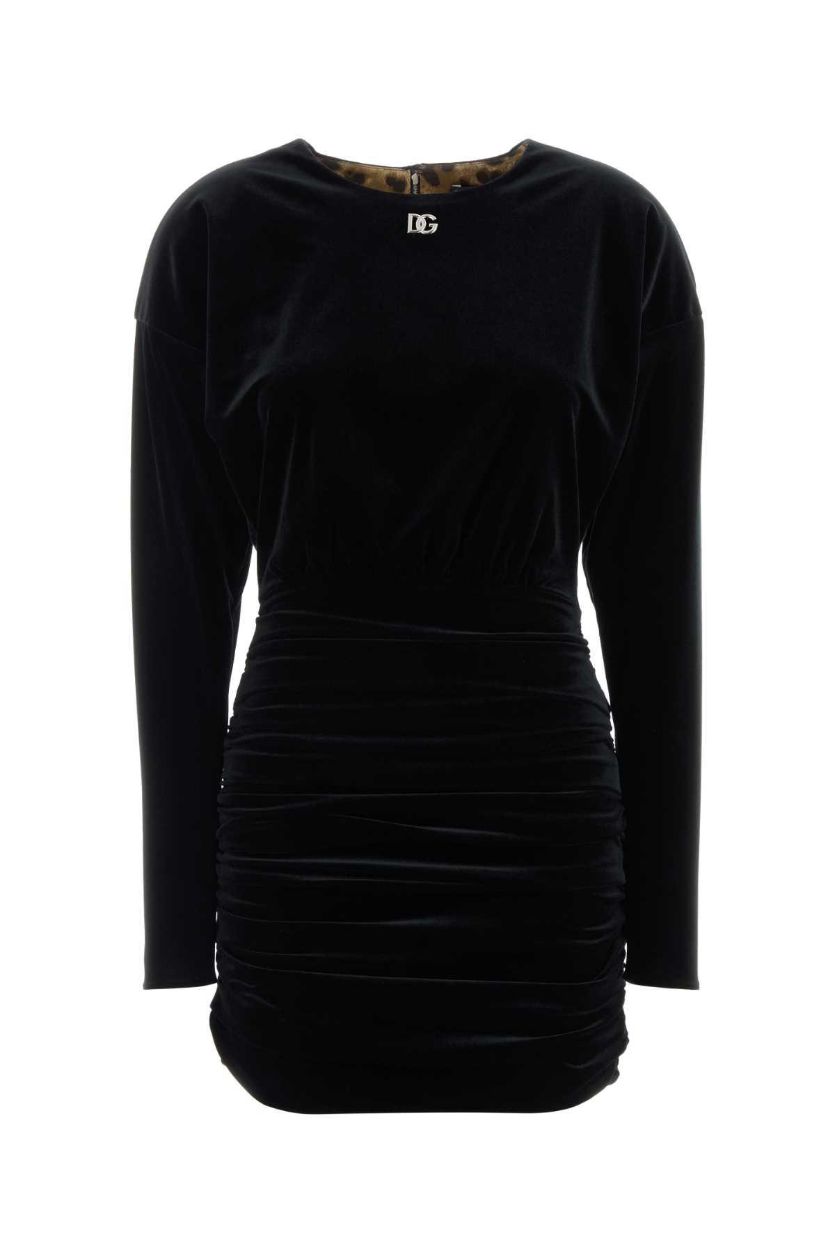 dolce & gabbana black velvet mini dress