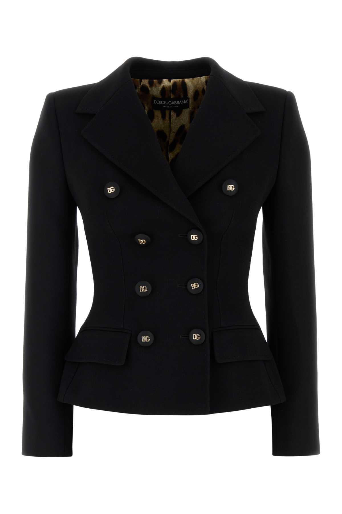 dolce & gabbana black wool blazer